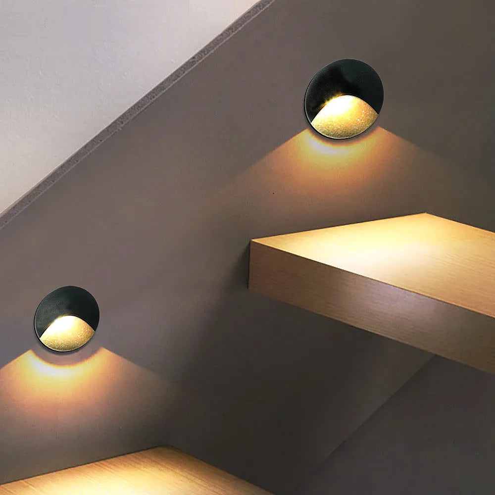 Moderní vodotěsná LED vestavná nástěnná lampa IP65 pro venkovní osvětlení, 3W zabudované světlo na schody, schodiště a balkon | Lersk