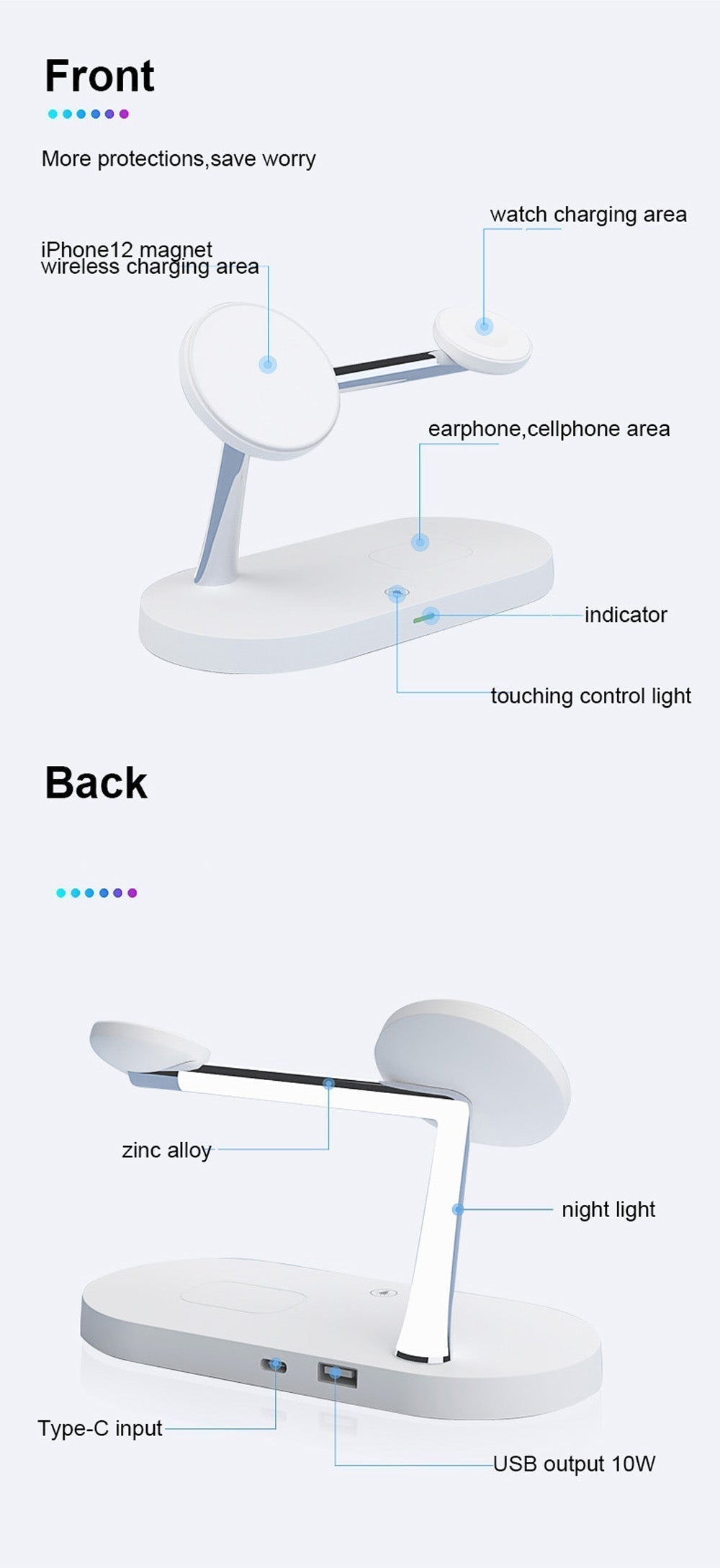 Magnetická nabíjecí stanice 5 v 1 s nočním světlem pro Apple | Lersk