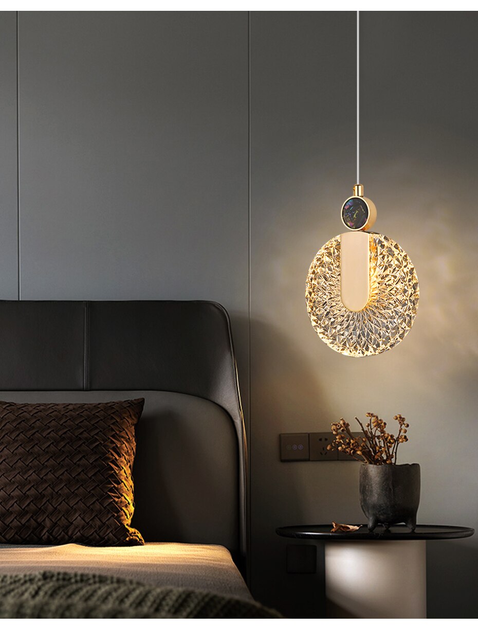 Aurelia Gold LED Crystal Round Pendant Hanging Light | Lersk