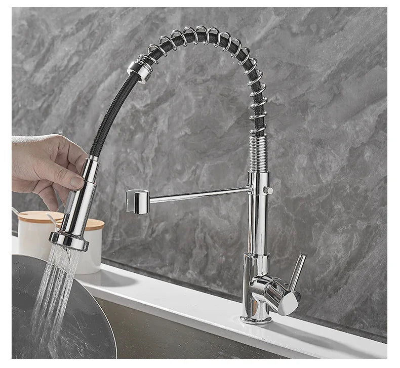 Torneira de Cozinha LumaFlow com Duplo Bico em Preto e Dourado | Lersk