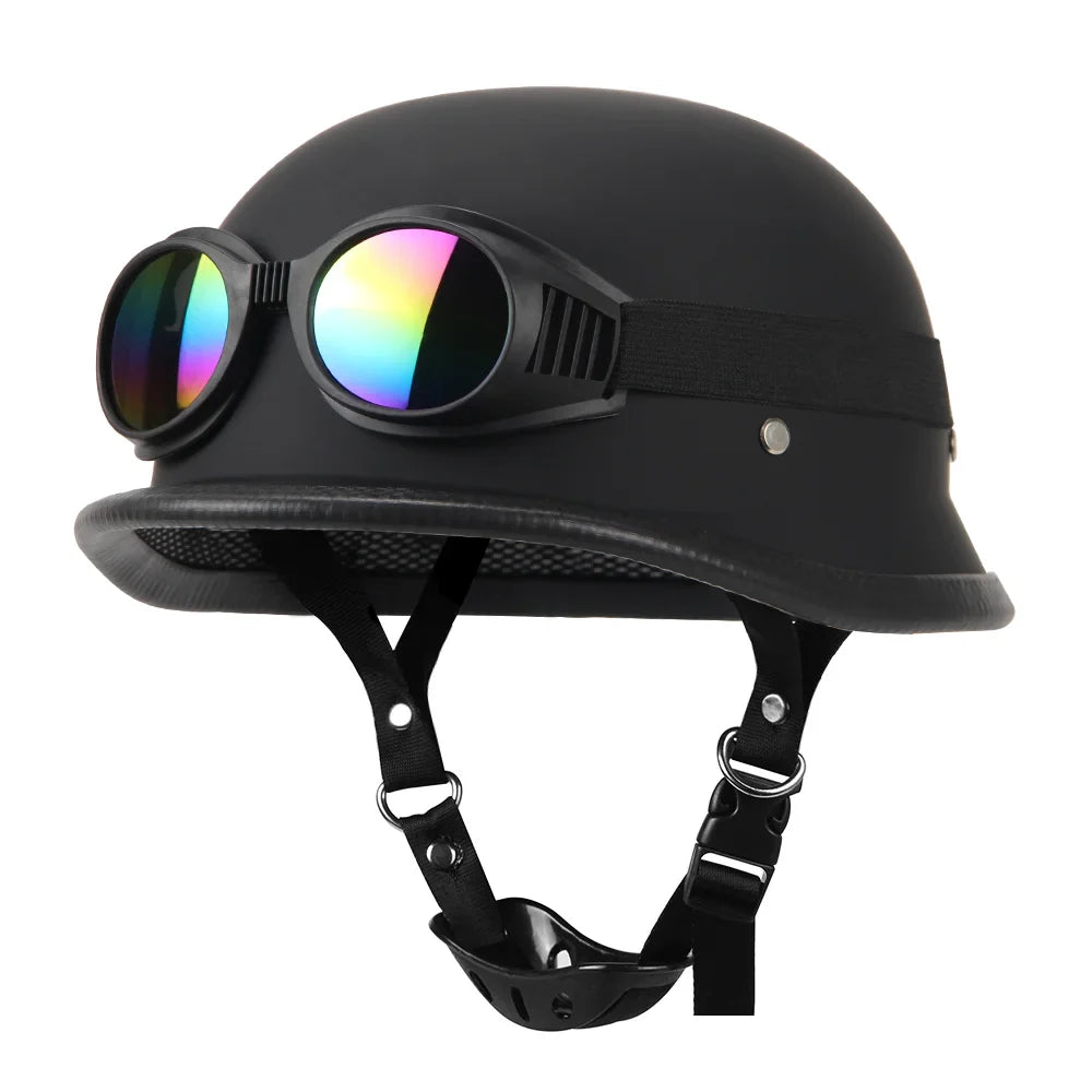 Vintage German-Style Half Motorcycle Helmet with ABS Shell – DOT and ECE Certified | Lersk
