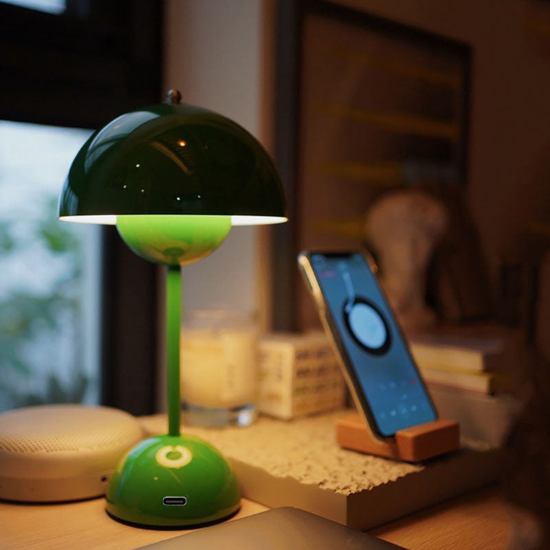 Nordic Led Table Lamp Wireless Rechargeable Mushroom Style for Small Spaces | Lersk