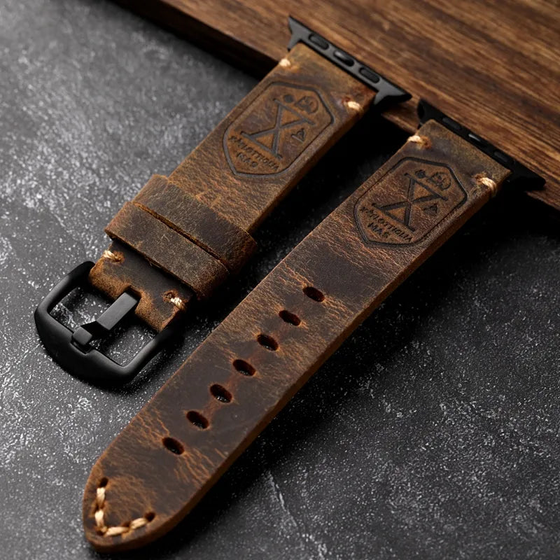 Ruční výroba pravého koženého řemínku z hovězí kůže pro Apple Watch s nadčasovým stylem | Lersk