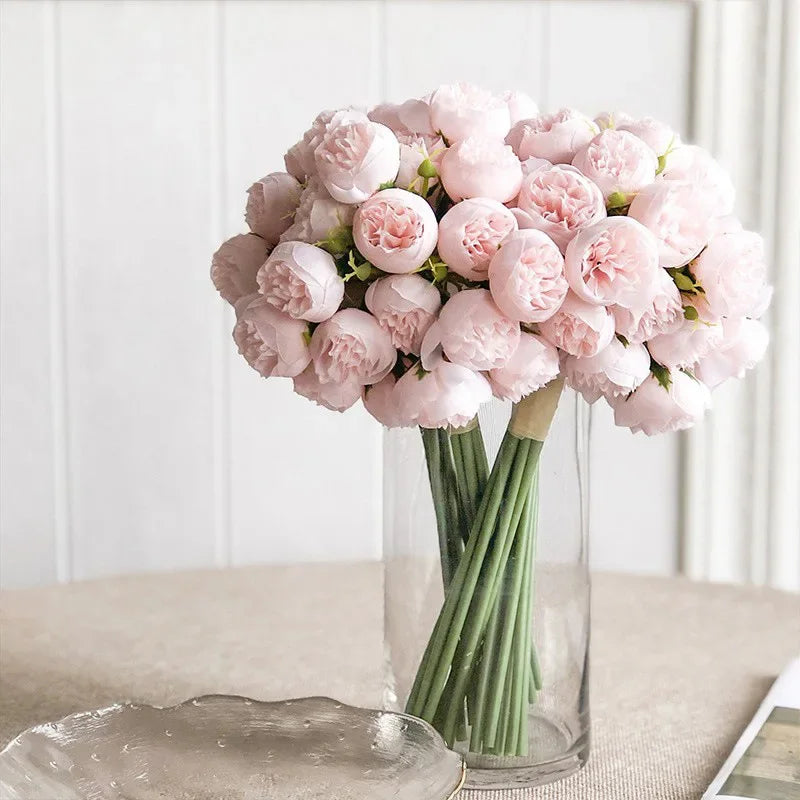 Bouquet di Peonie di Seta Lyra con 27 Fiori Realistici in Toni Romantici | Lersk