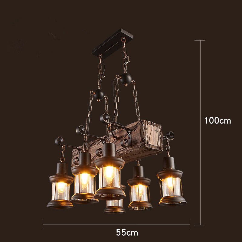 Vintage industriel træ LED loftlampe | Lersk