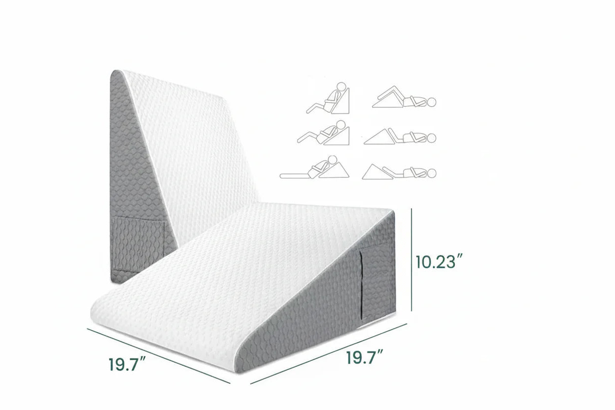 Cuscino a cuneo per dormire con copertura rimovibile e tasche laterali | Lersk