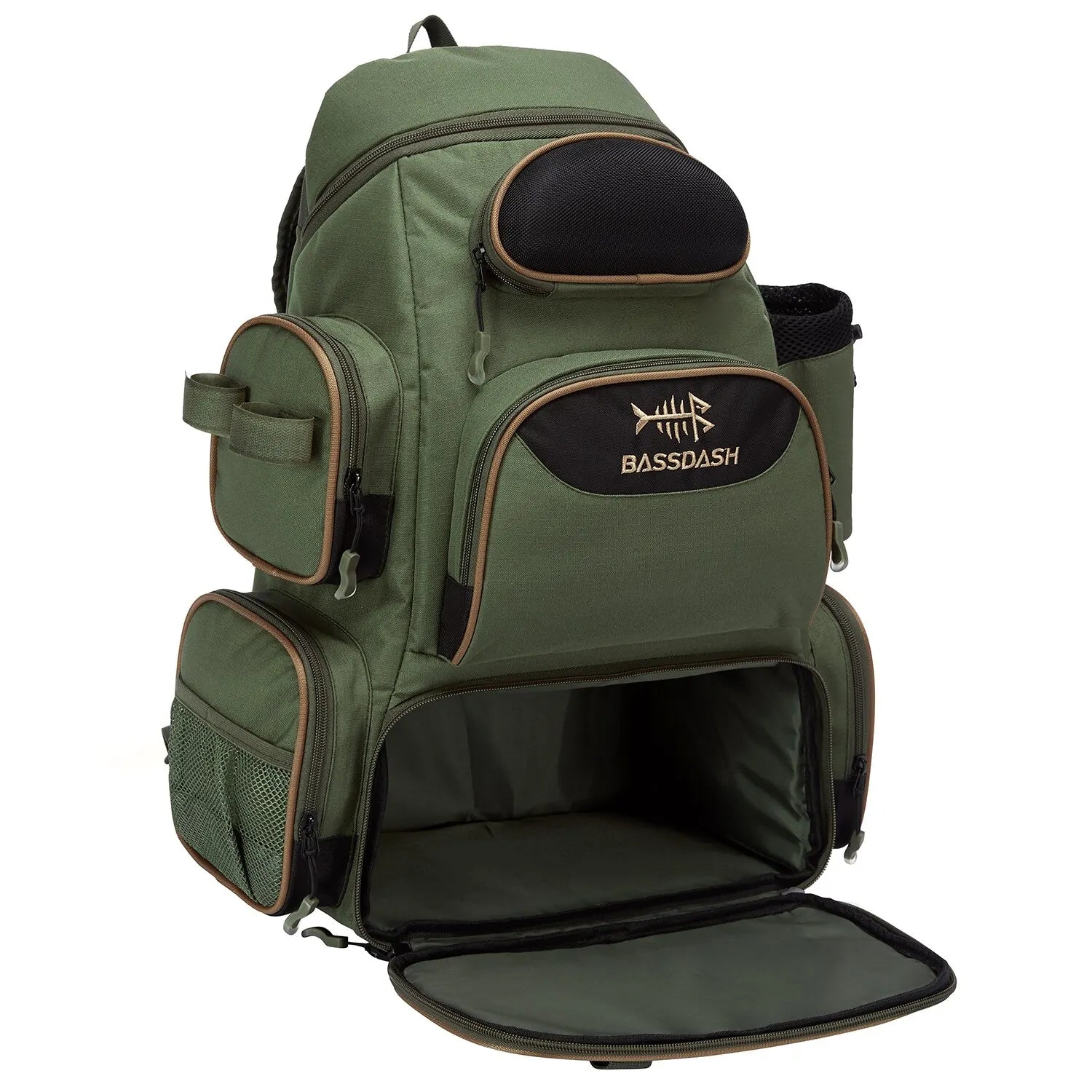 Bassdash Lättvikts Tactical Fiskeriryggsäck – Multifunktionell 600D Polyester Utrustningsväska med Spöhållare & Regnskydd | Lersk
