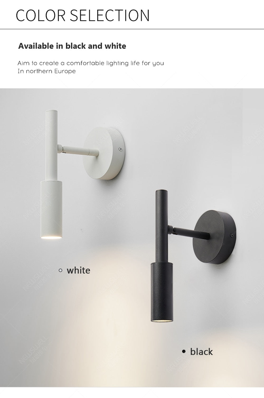 AuroraSwing Black And White Swing Arm Wall Reading Light | Lersk