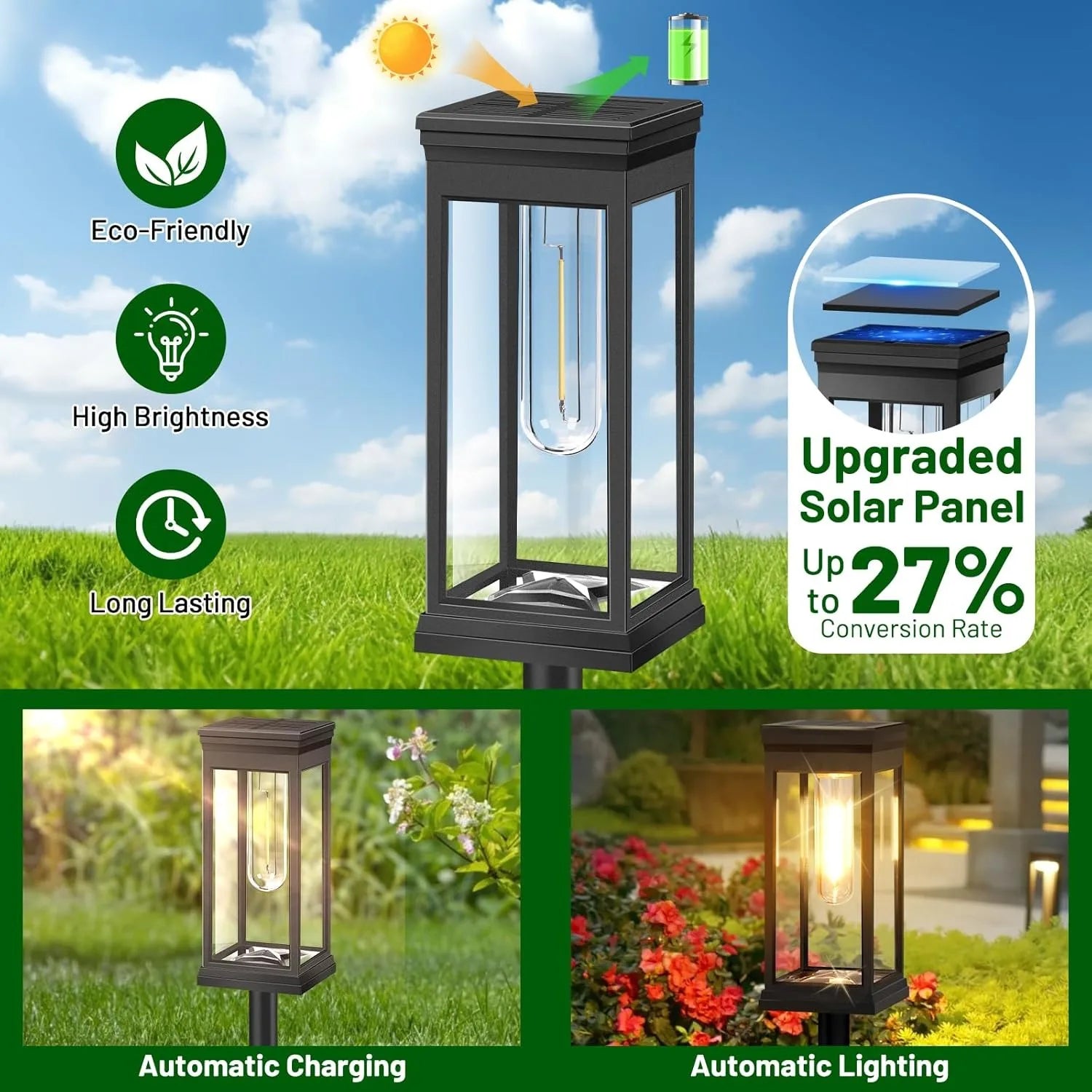Elegant Solar Pathway Lights Outdoor Waterproof 4 Pack for Garden Walkway | Lersk