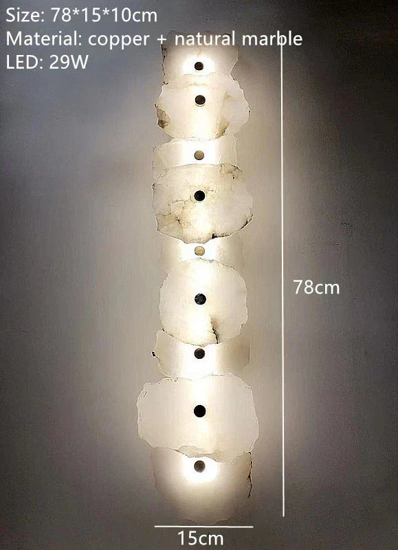 مصباح حائطي LED أنيق من الرخام الطبيعي مع لمسات نحاسية لغرفة المعيشة | Lersk