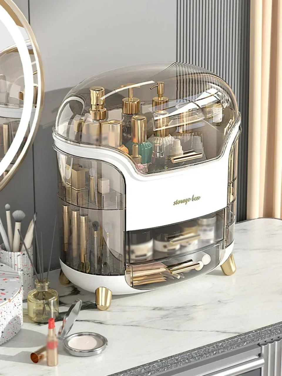 CrystalView Desktop Makeup Organizer med stor kapacitet | Lersk