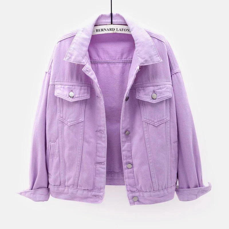 Harborline Denim Jacket for Women Button Front Casual Everyday Comfort Layering