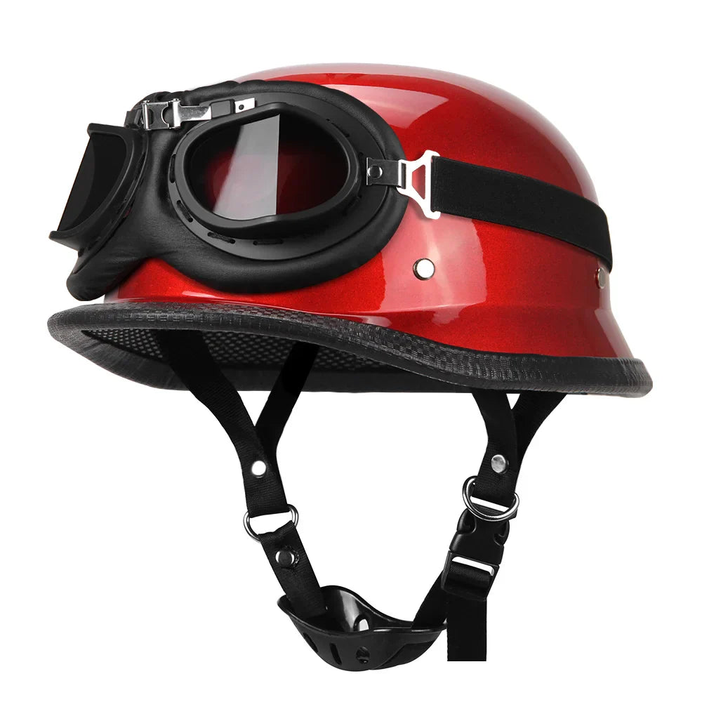 Vintage German-Style Half Motorcycle Helmet with ABS Shell – DOT and ECE Certified | Lersk
