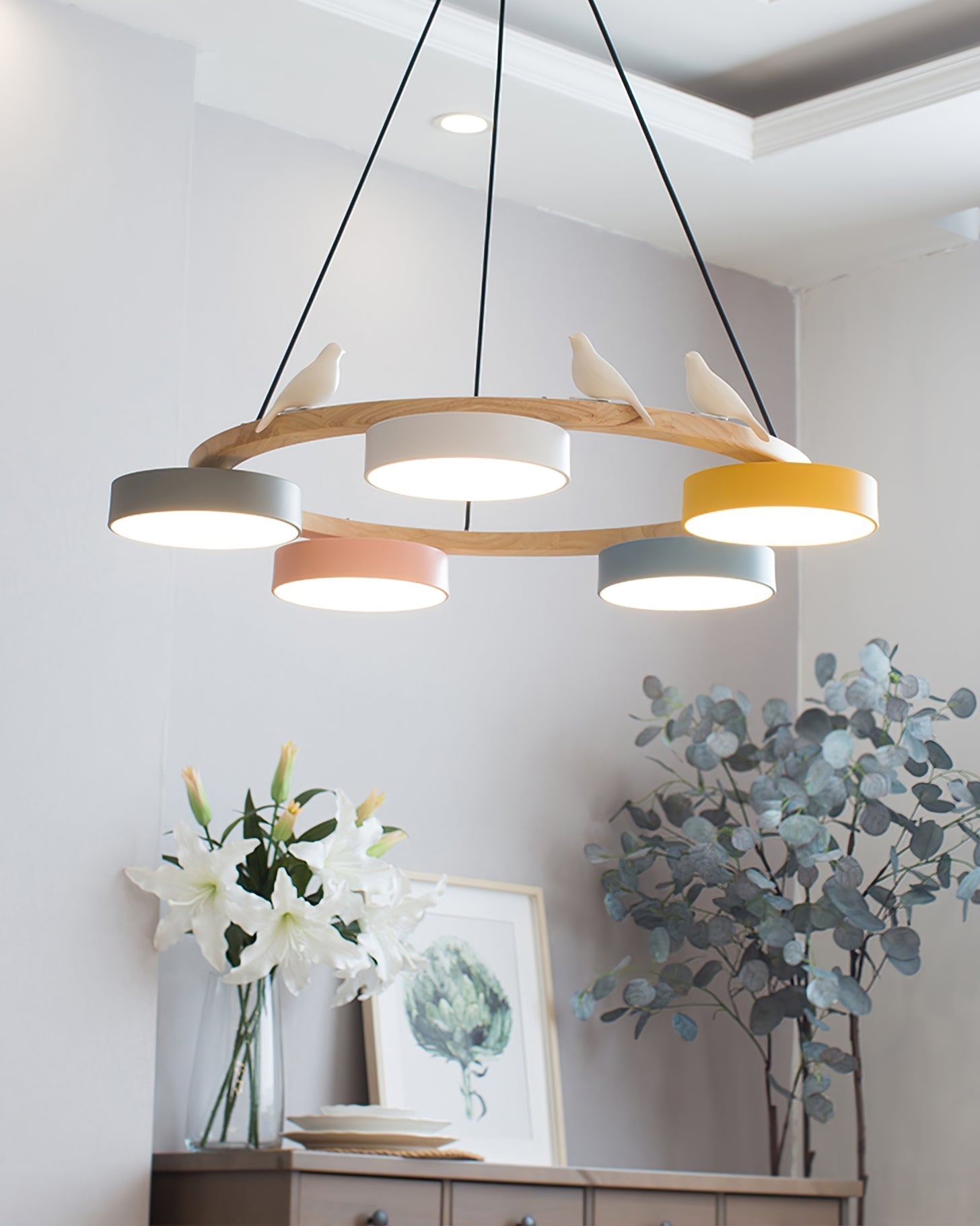 AeroNest Bird Round Chandelier | Multi-Material Fusion | Lersk
