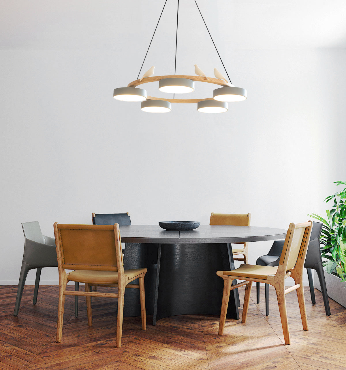 AeroNest Bird Round Chandelier | Multi-Material Fusion | Lersk