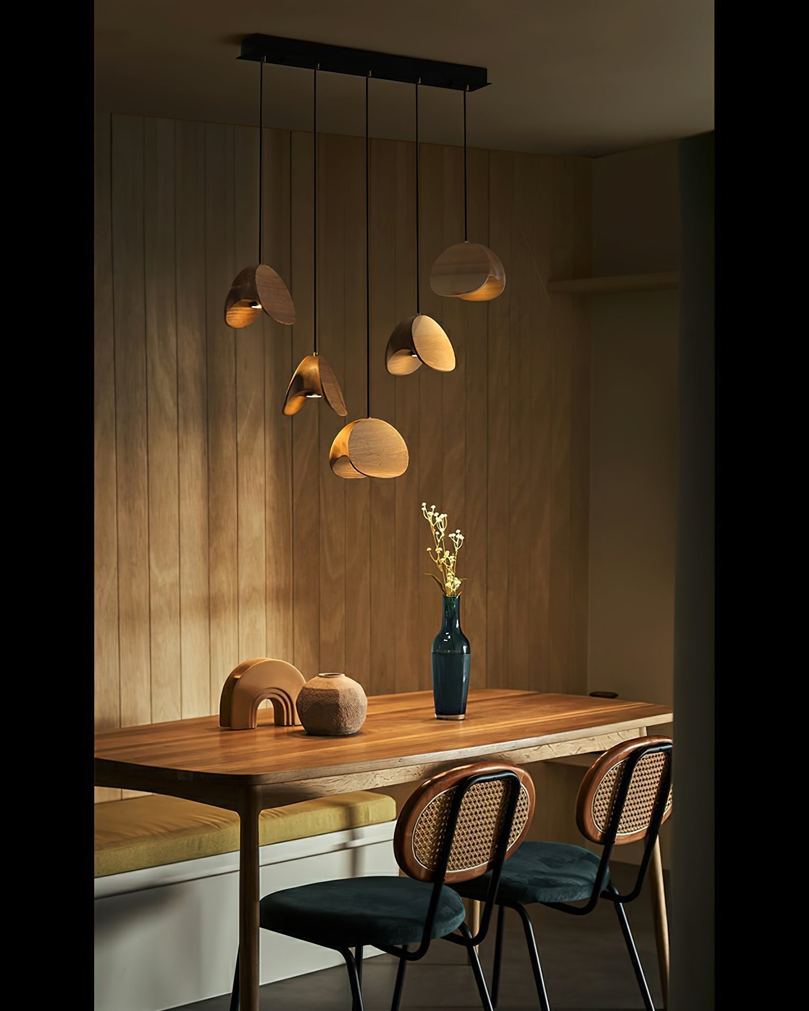 SylvaLeaf Pendant Light Natural Wood Round Leaf Shade | Lersk