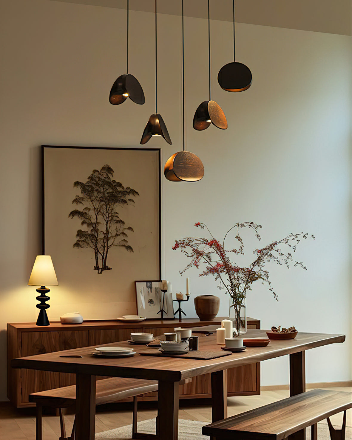 SylvaLeaf Pendant Light Natural Wood Round Leaf Shade | Lersk