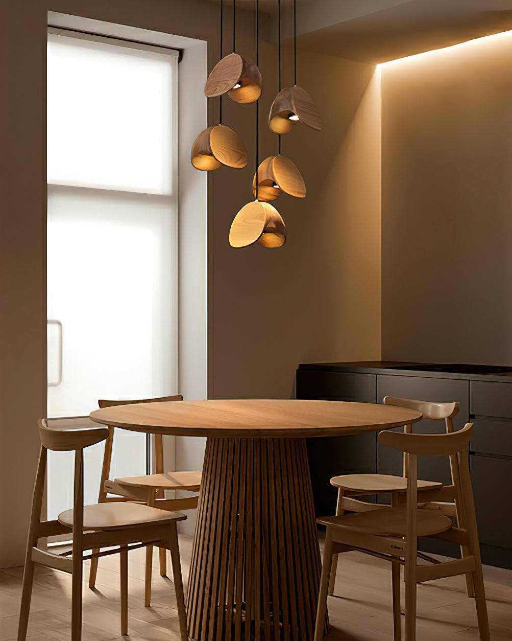 SylvaLeaf Pendant Light Natural Wood Round Leaf Shade | Lersk