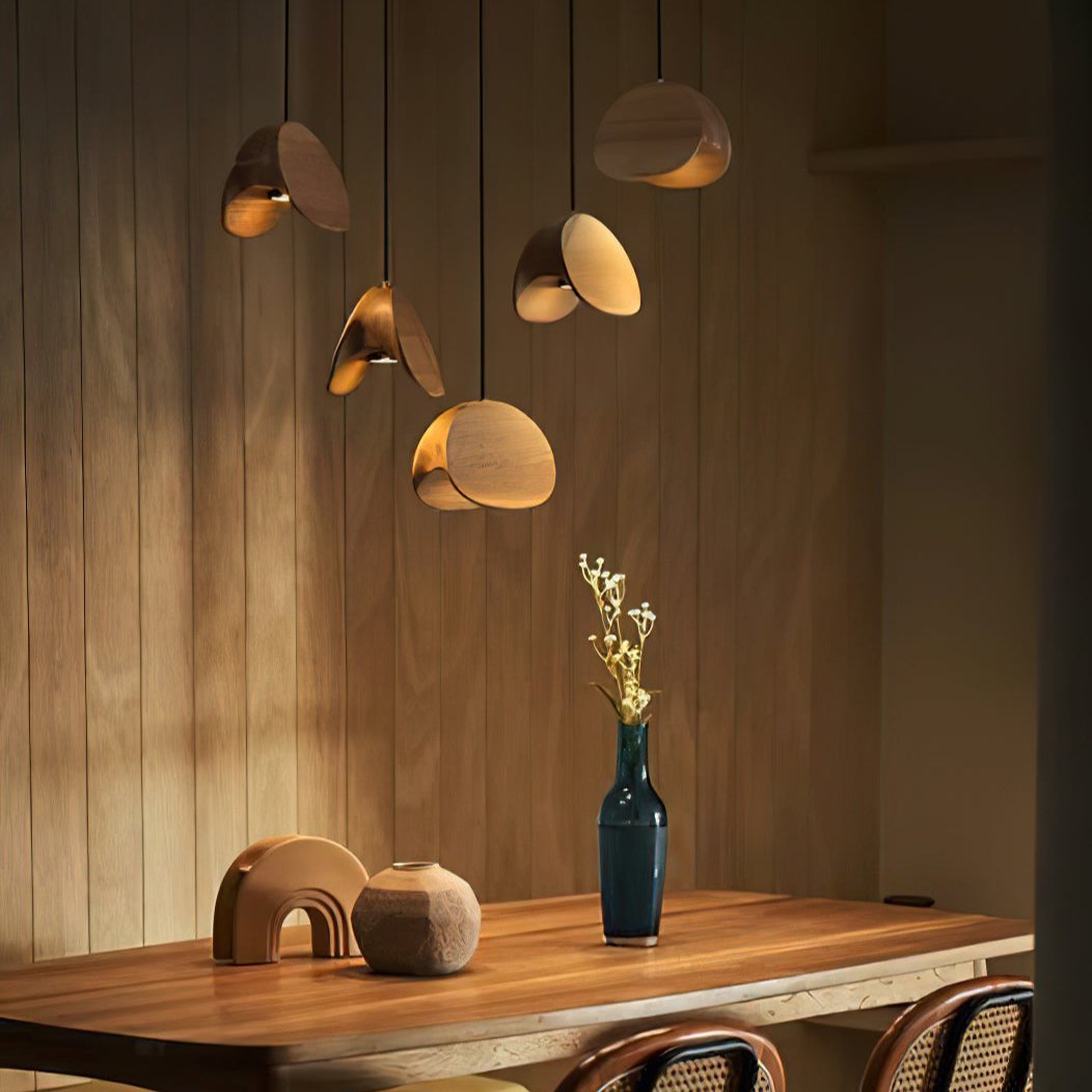 SylvaLeaf Pendant Light Natural Wood Round Leaf Shade | Lersk