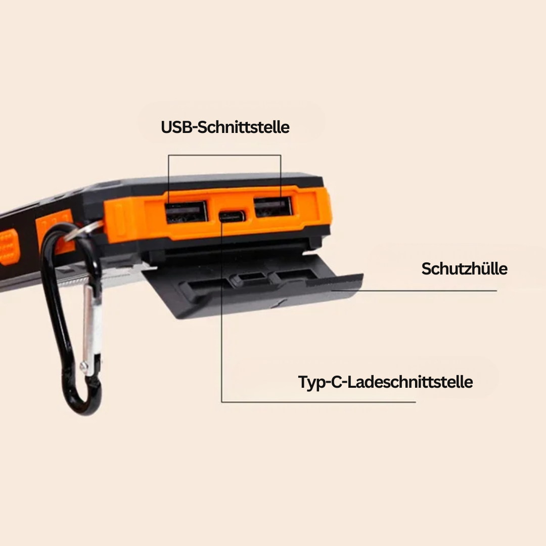 Solarcharge Pro Power Bank Solare con Torcia per Avventurieri all'Aperto | Lersk