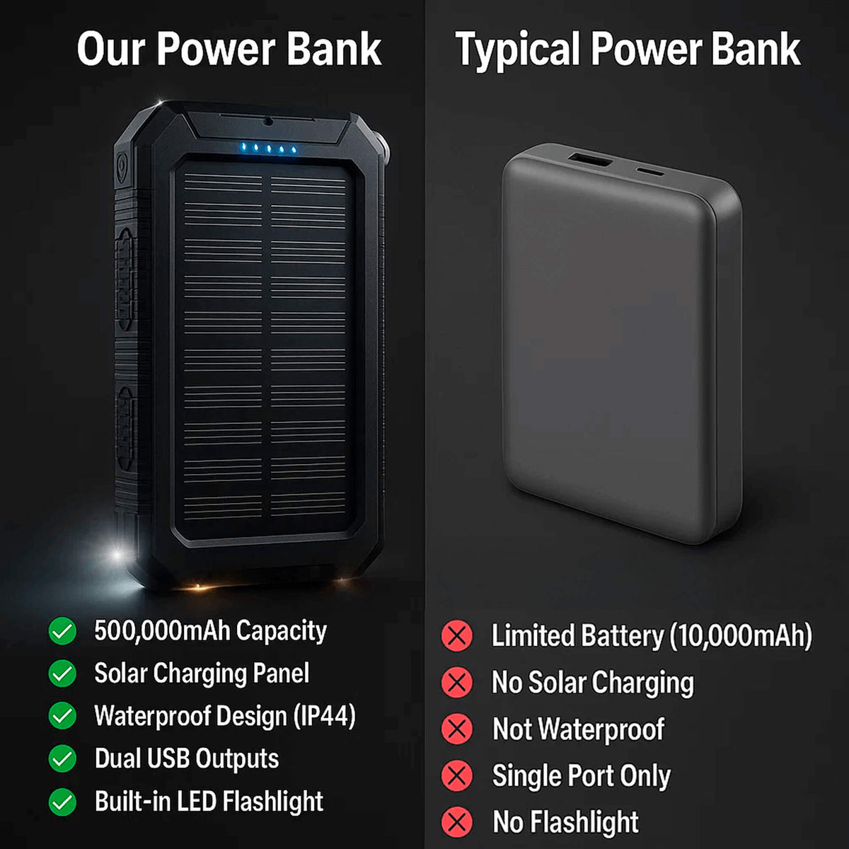 TerraNova TrailCharge 20000mAh Waterproof Solar Power Bank For Outdoor Use