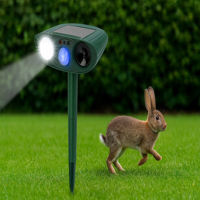 GardenGuard Solar Ultrasonic Rabbit Deterrent With Flashing Light | Lersk