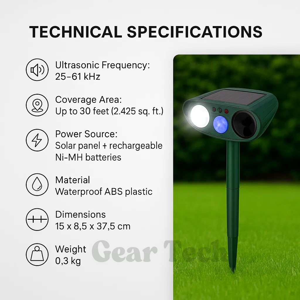 Solar Ultrasonic Rabbit Repeller With Flashing Light Garden | Lersk