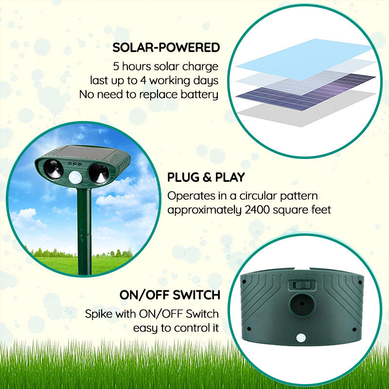 GardenGuard Solar Ultrasonic Rabbit Deterrent With Flashing Light | Lersk