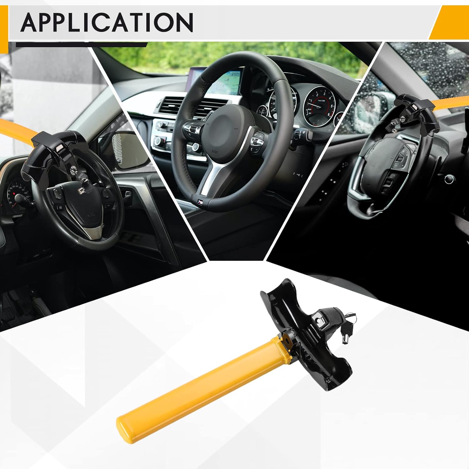 Bright Yellow Universal Steering Wheel Lock - Heavy-Duty | Lersk