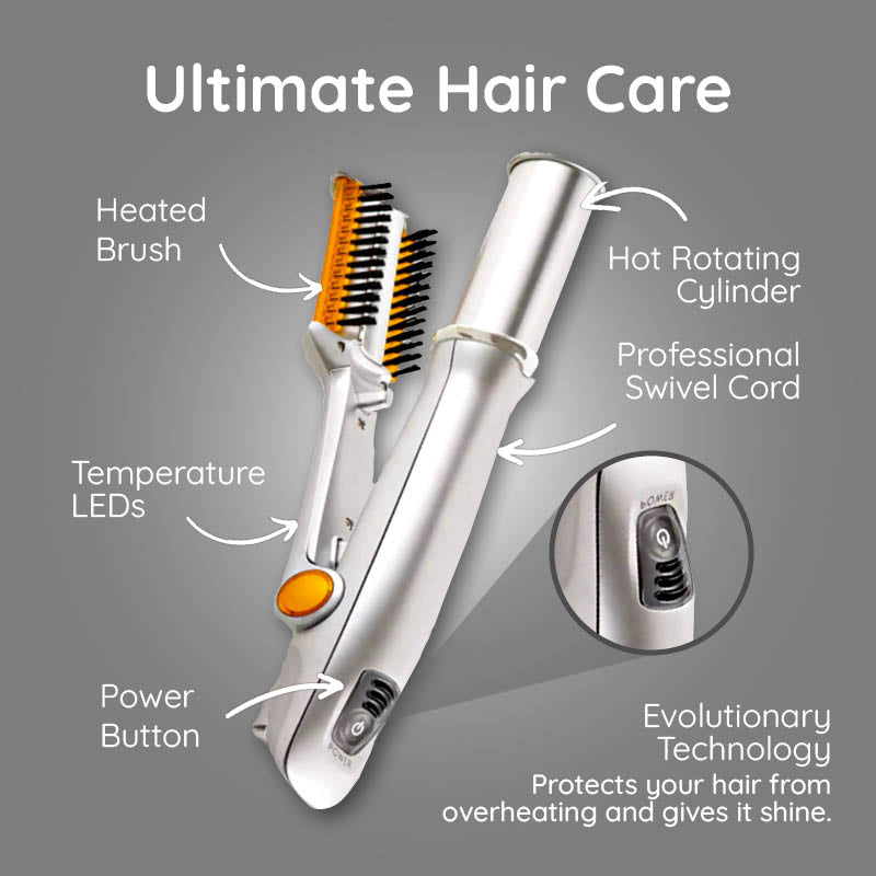 Professional 2 In 1 Rotating Iron Hair Brush For Styling, Straightening And Curling | Lersk