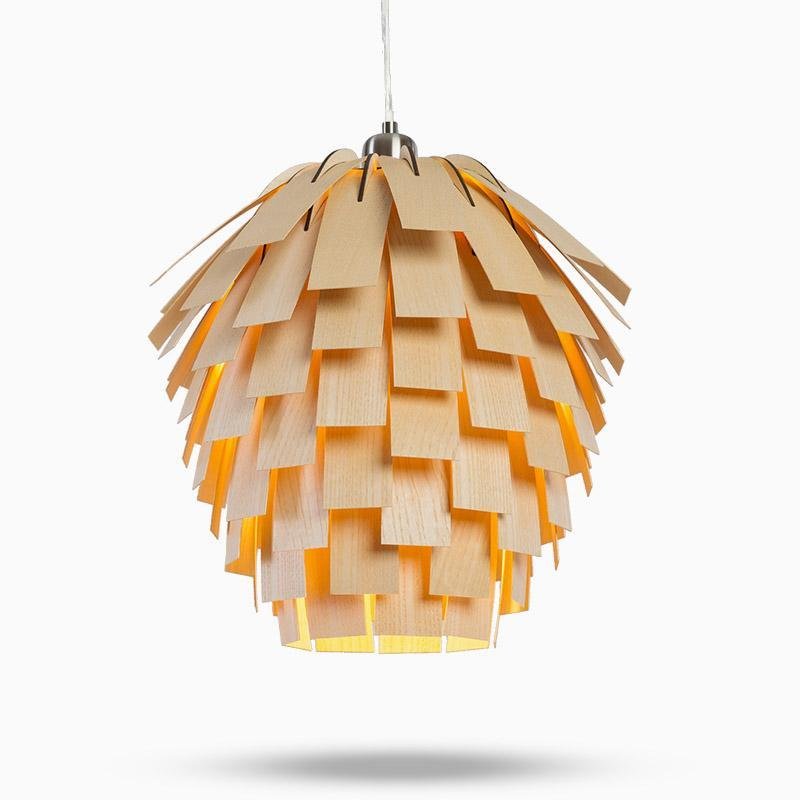 SylvaArtichoke Wood Pendant Lamp Rustic Hanging Light | Lersk