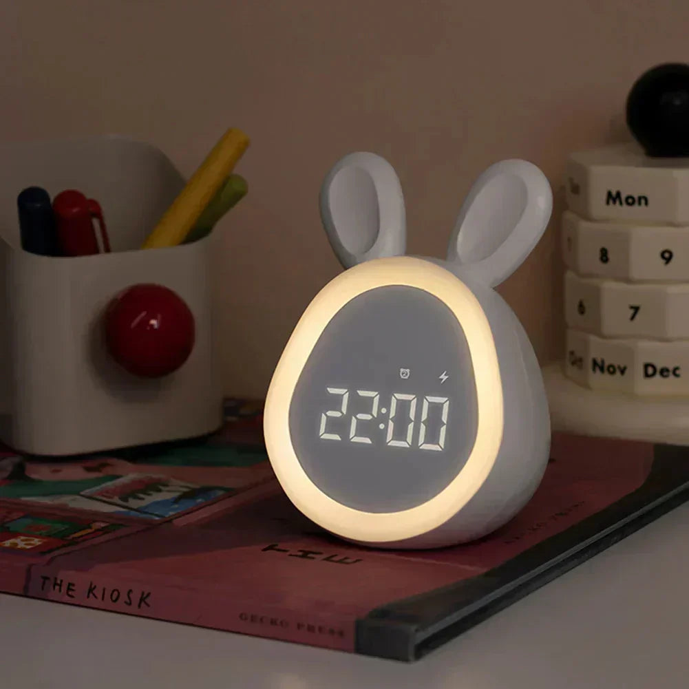 CuddleBun Kids Night Light Clock USB Rechargeable Bunny Lamp | Lersk
