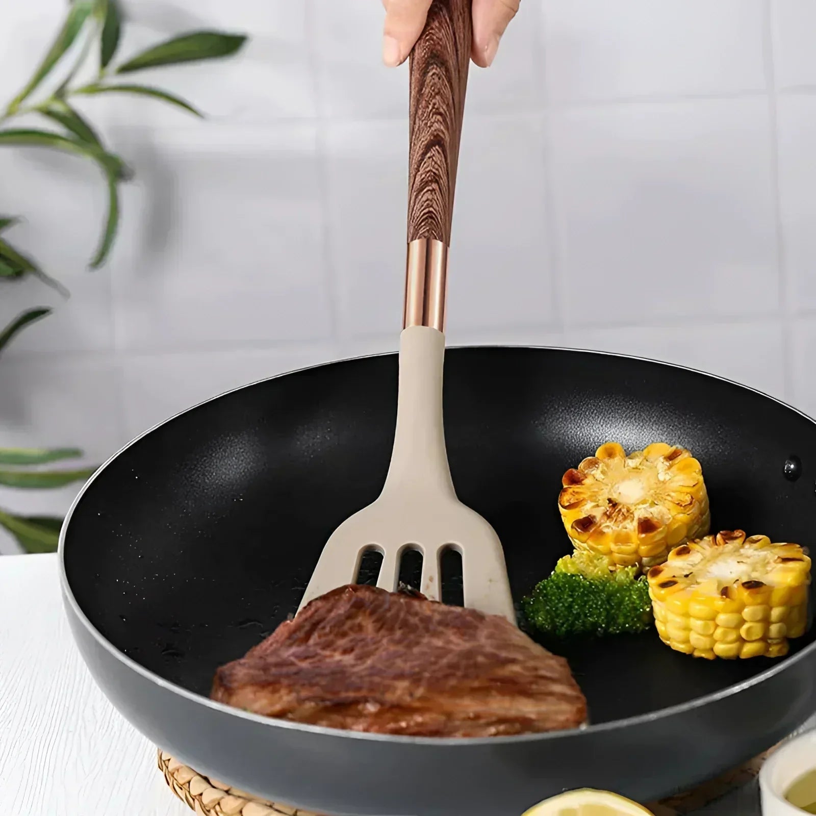 Aurelo Kitchen Elite 10 Piece Stainless Steel Utensil Set With Non Slip Grips | Lersk