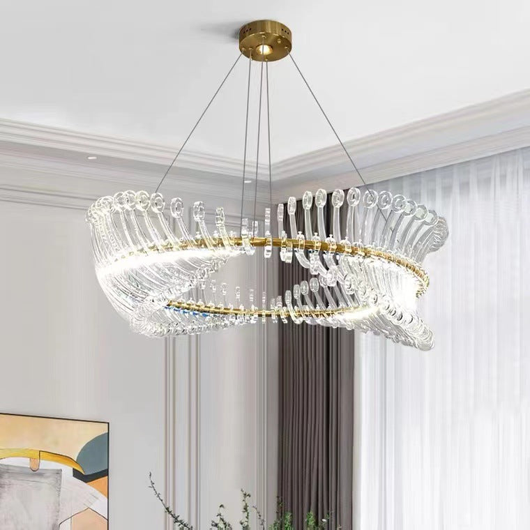 Moderní spirálový akrylový lustr s luxusním LED kruhovým světlem | Lersk