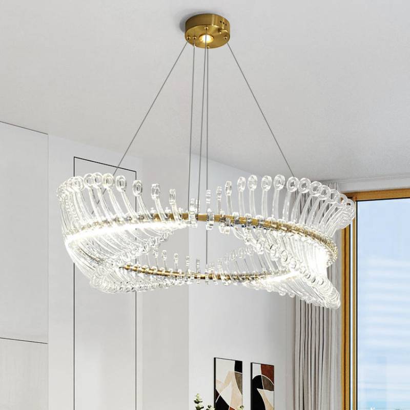 Moderní spirálový akrylový lustr s luxusním LED kruhovým světlem | Lersk