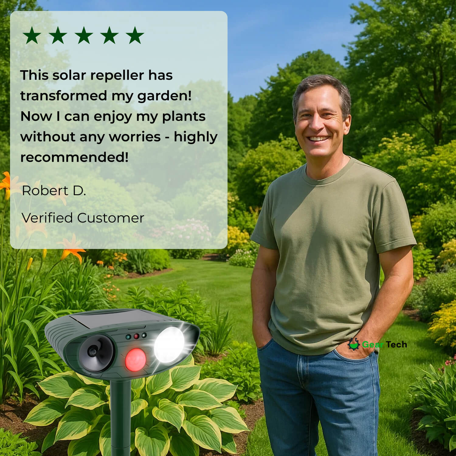 SolaraGuard Solar Ultrasonic Deer Repeller For Gardens | Lersk