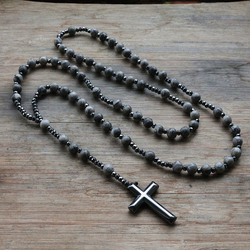 AstraVea Tiger Eye and Lapis Lazuli Rosary Necklace for Men | Lersk