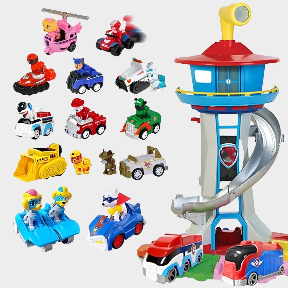 Set Gioco Auto con Torre Scivolo e Garage per Veicoli | Lersk