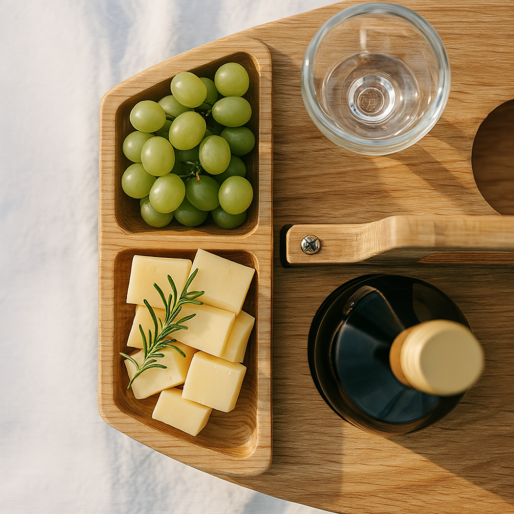 ForestHaven Portable Wood Picnic Table With Cup Holders And Snack Tray | Lersk