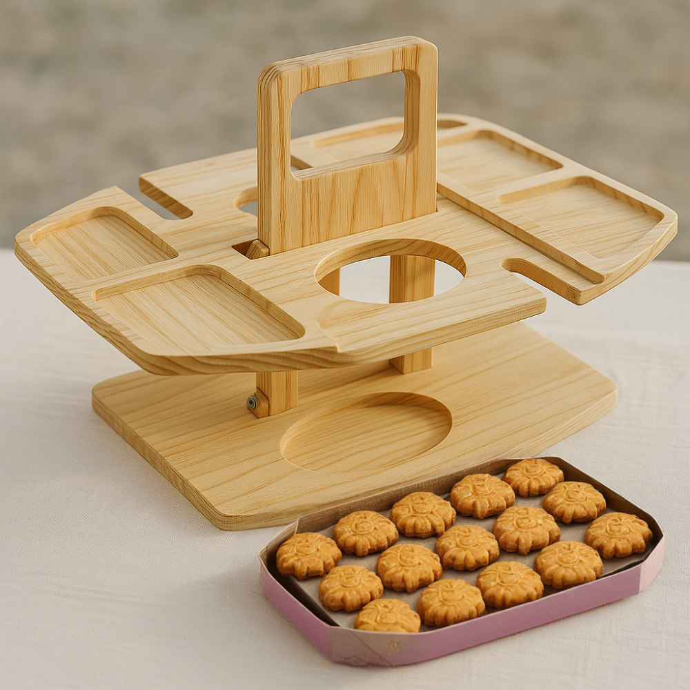 ForestHaven Portable Wood Picnic Table With Cup Holders And Snack Tray | Lersk