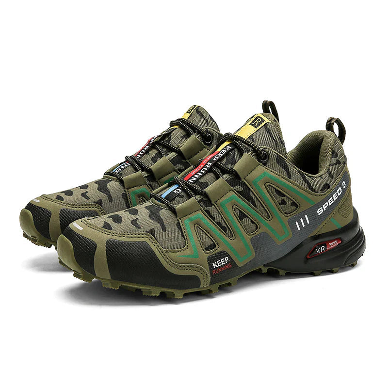 Běžecké boty na trail Camouflage lehké s rychlým šněrováním pro venkovní běžce | Lersk