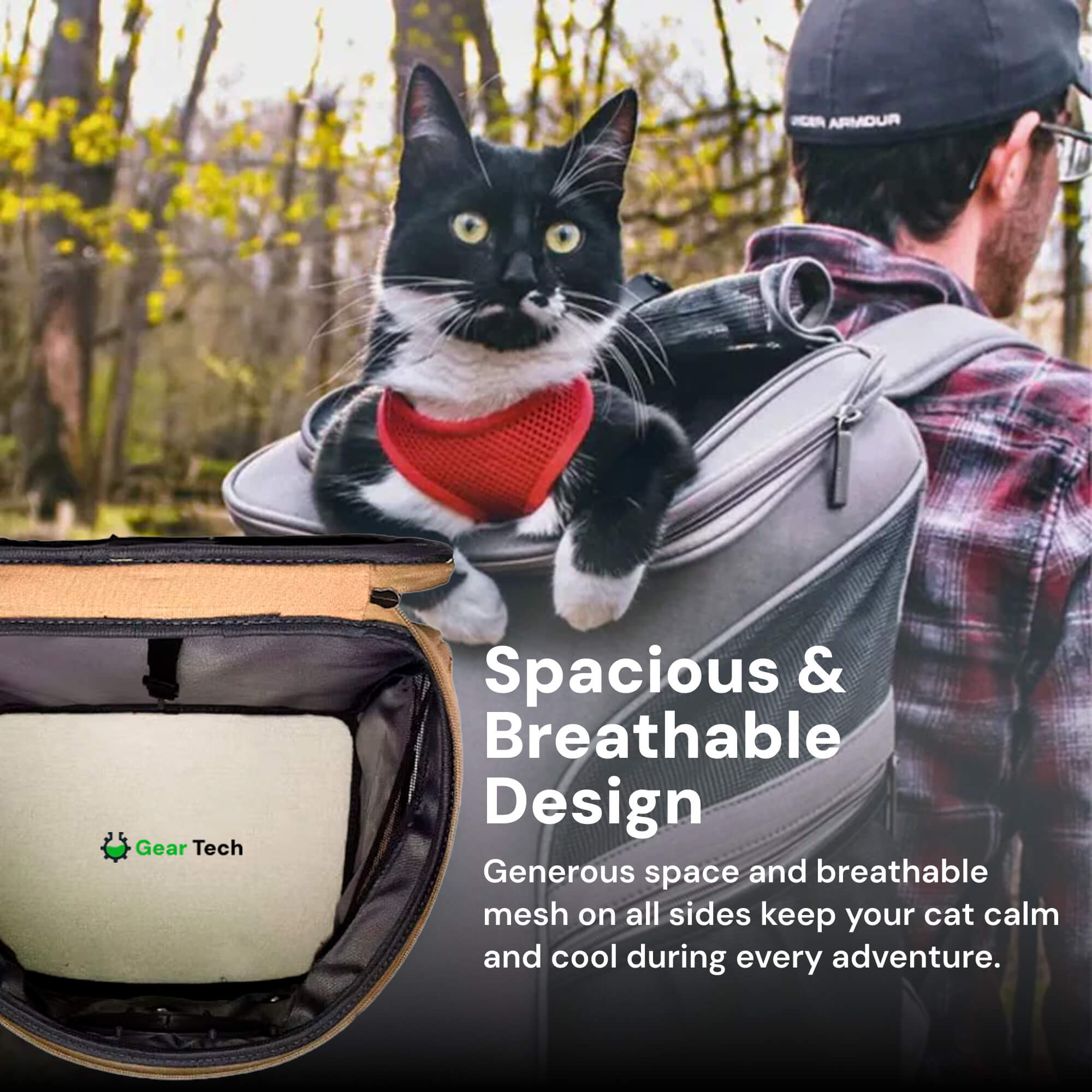 Breathable, Roomy Travel Cat Backpack For Hiking, Camping | Lersk