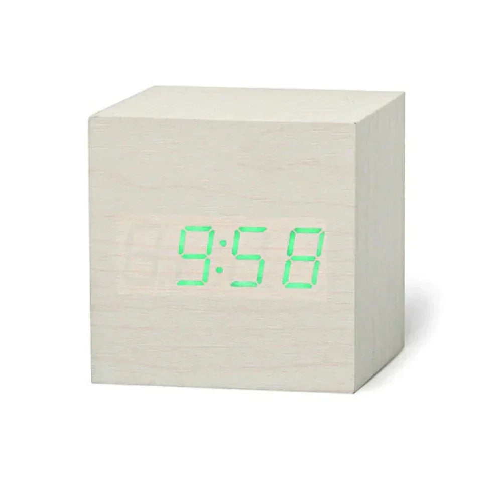 VerdiaCube Wooden LED Alarm Clock With Time Date And Temperature | Lersk