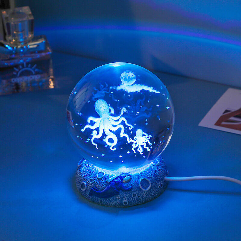 Unterwasserwelt Kristallkugel Nachtlicht für Schreibtischdekoration und als Geschenk für Zuhause oder Büro | Lersk
