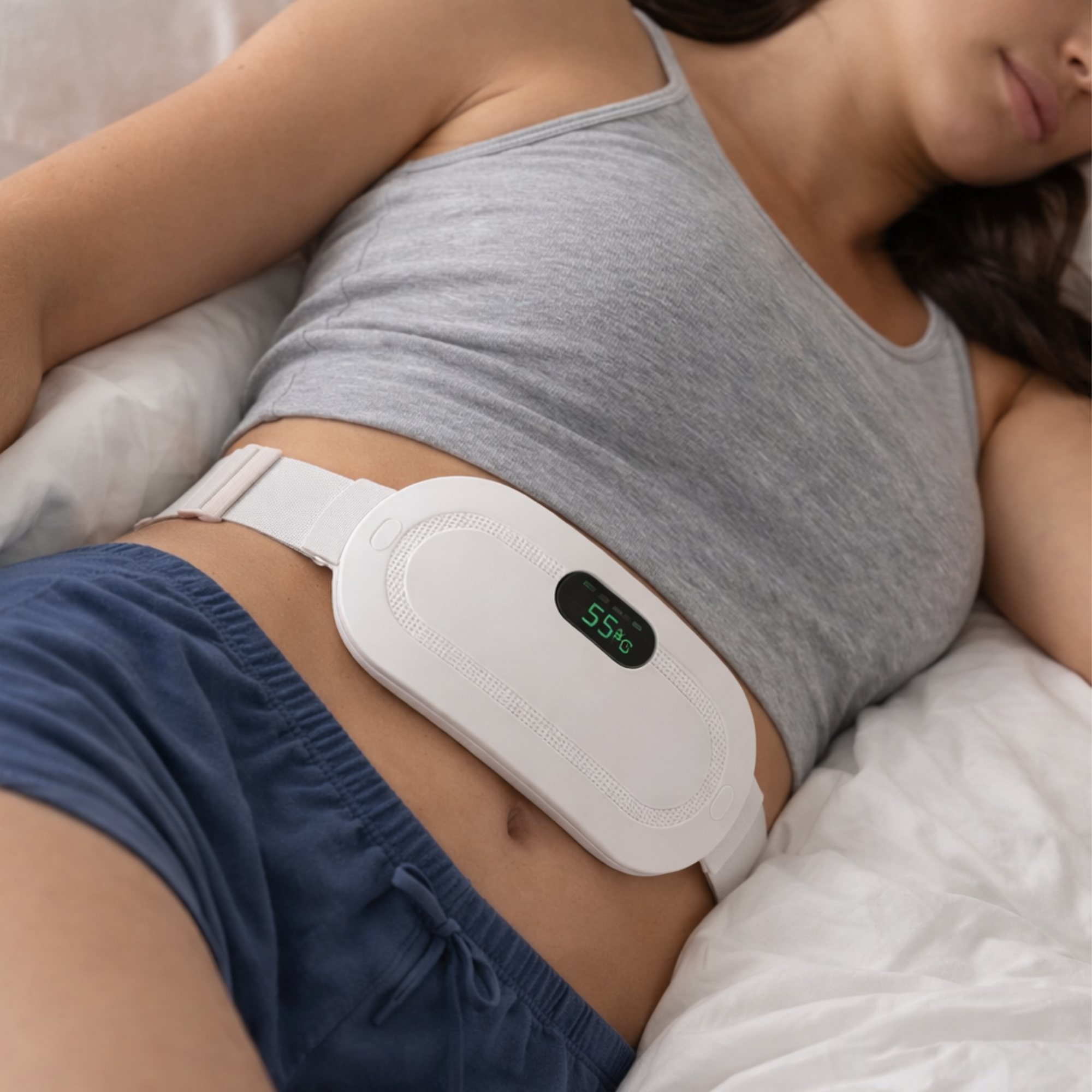 Cordless Menstrual Heat Pad with Vibration & 3 Temperature Settings for Period Comfort | Lersk