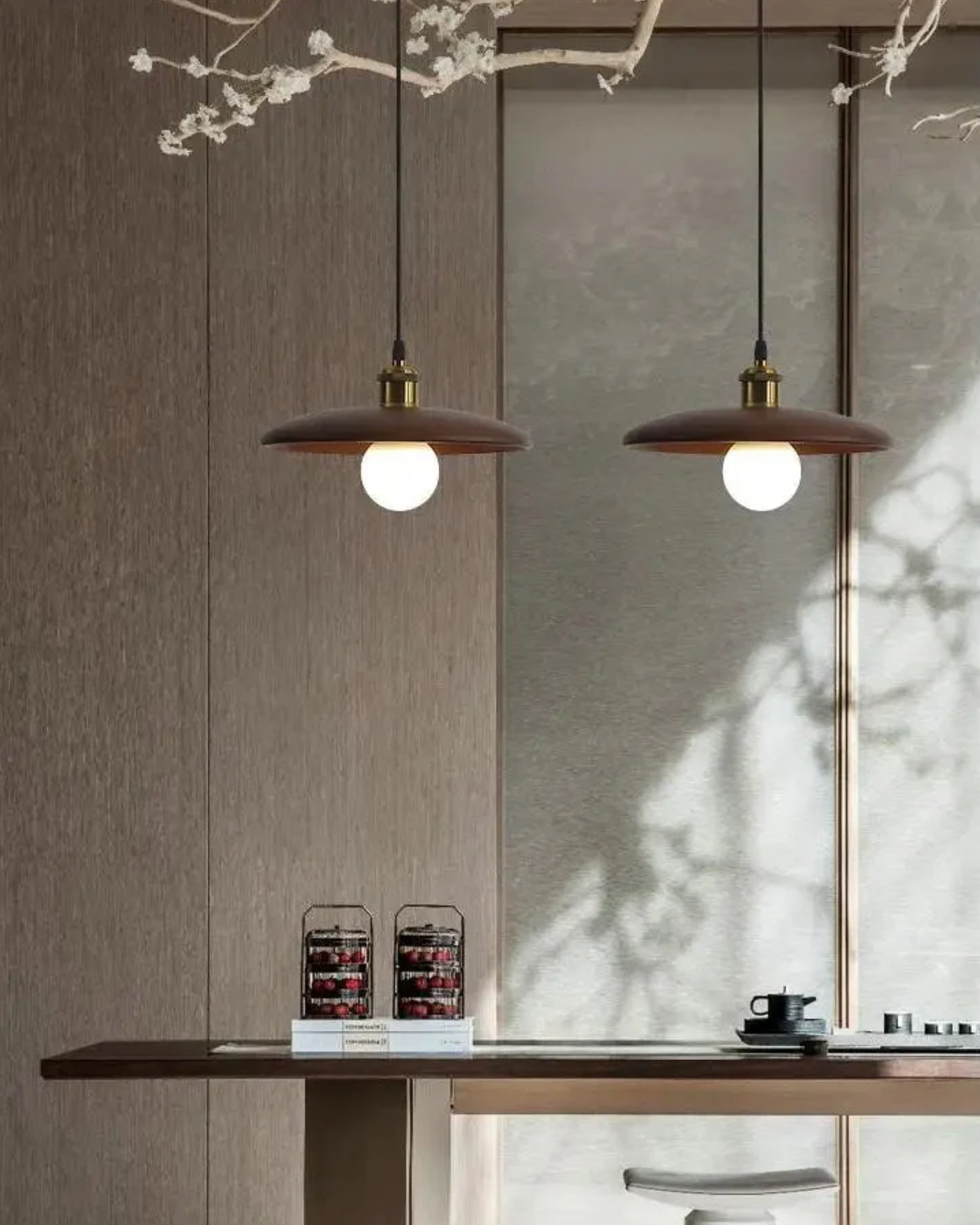 LumaNova Japandi Pendant Light With Slim Wood Shade | Lersk