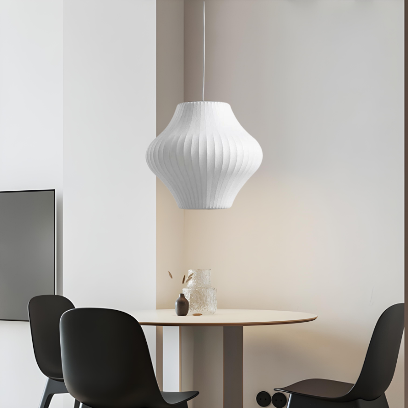 NovaCrest Silk and Steel Pendant Lamp for Modern Interiors | Lersk