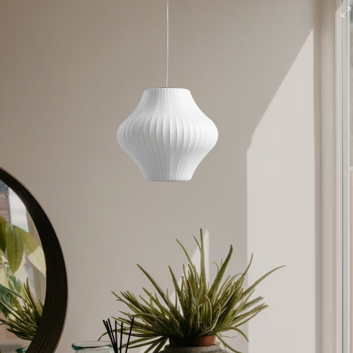 NovaCrest Silk and Steel Pendant Lamp for Modern Interiors | Lersk