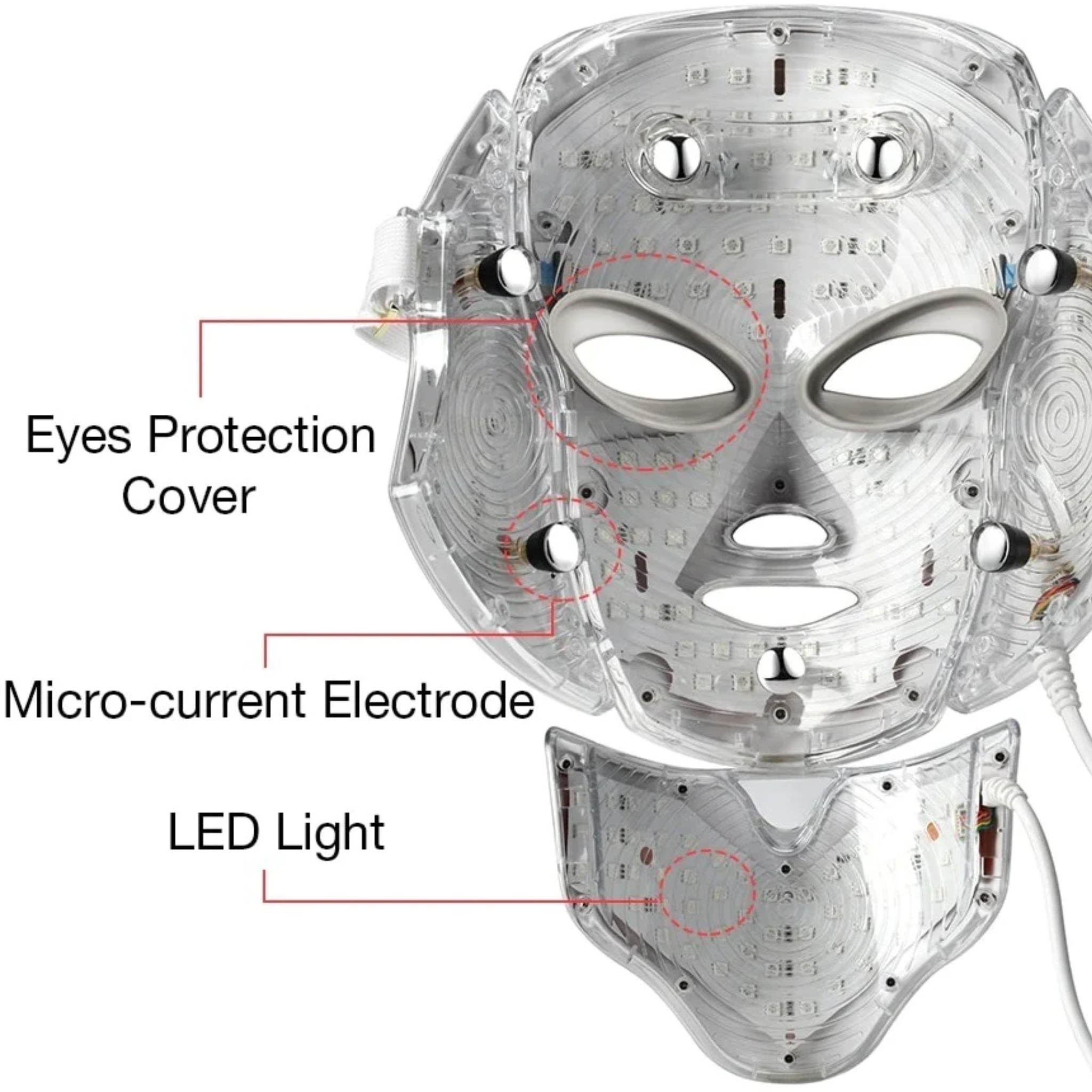 LED fotonlys terapi maske med nakkestykke syv farver til hjemmebrug rynker | Lersk