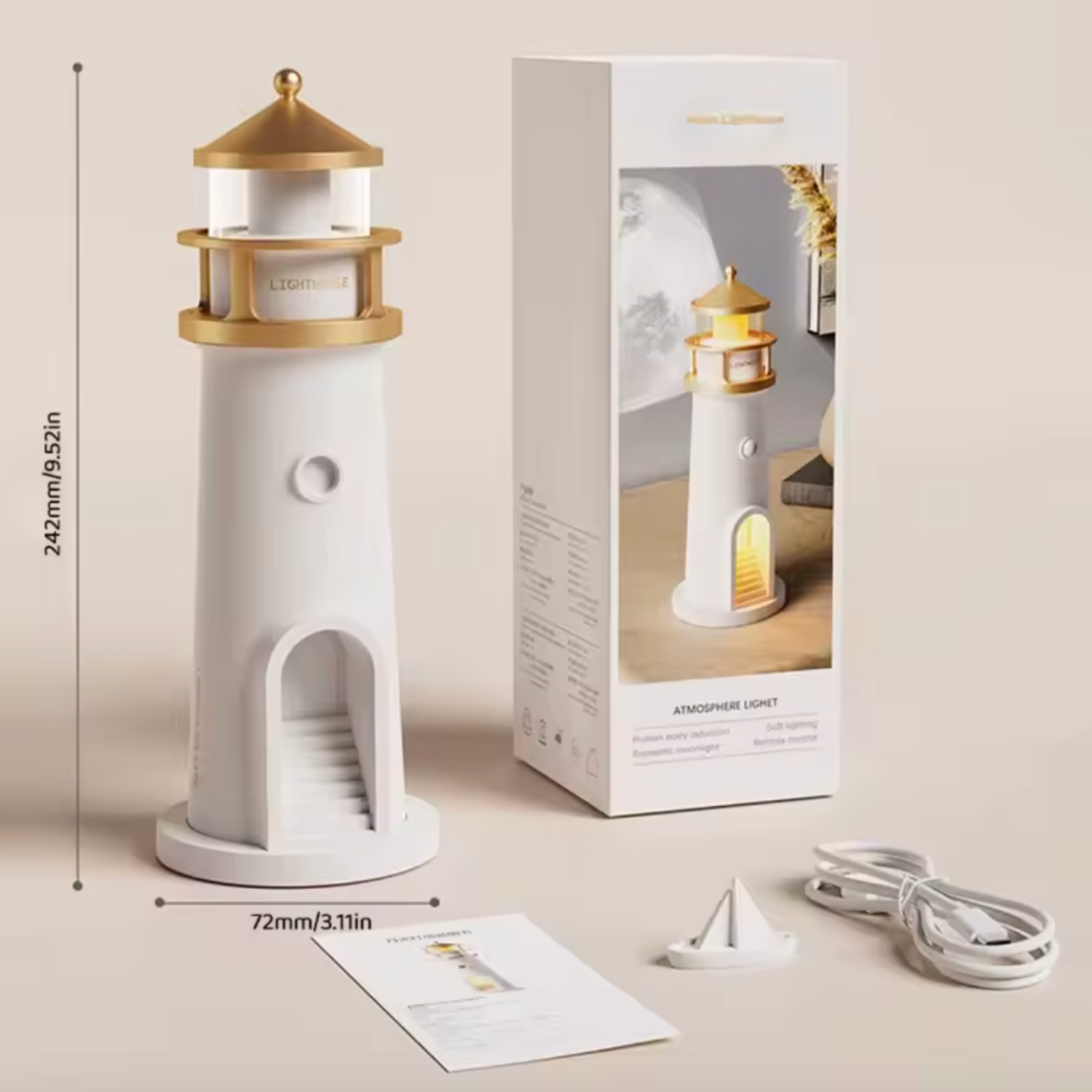 Lighthouse Moon Projector Lamp Bluetooth Speaker Bedroom | Lersk